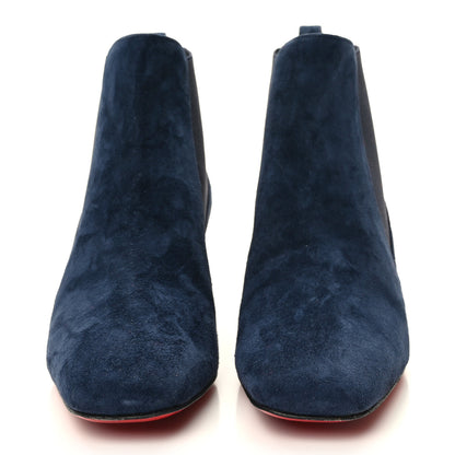 Christian Louboutin Veau Velours Spiked Study Stretch 55 Ankle Boots 36.5 Blue 2 of 8
