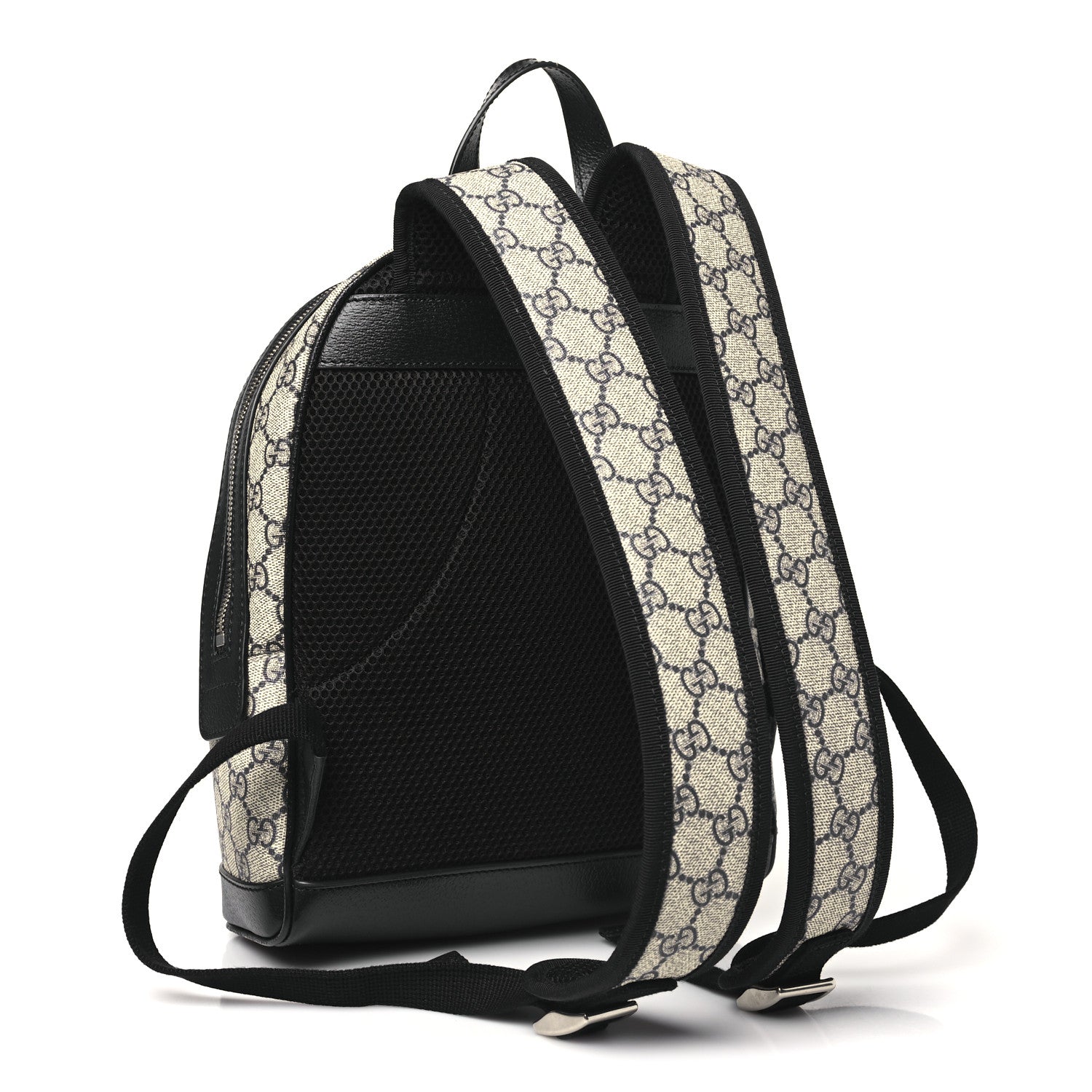 Gucci GG Supreme Monogram Textured Dollar Calfskin Web Small Ophidia Day Backpack Beige Blue Black 4 of 11