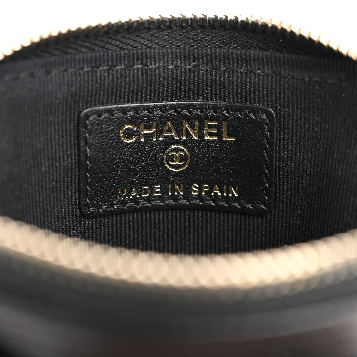 Chanel Caviar Quilted Crystal Zip Card Holder Wallet Black 6 of 8