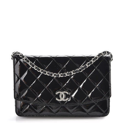 Chanel Patent Quilted Brilliant Wallet On Chain WOC Black 1 of 8