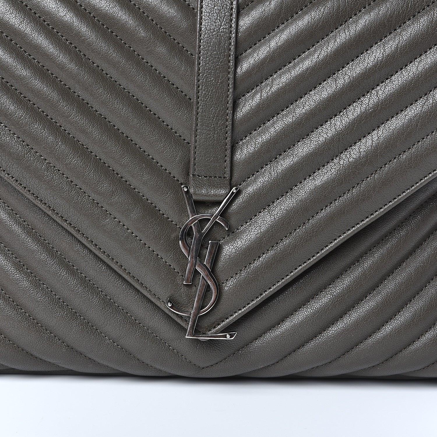 Saint Laurent Sheepskin Matelasse Chevron Monogram Large College Satchel Dark Anthracite 10 of 10