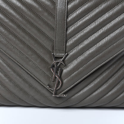 Saint Laurent Sheepskin Matelasse Chevron Monogram Large College Satchel Dark Anthracite 10 of 10