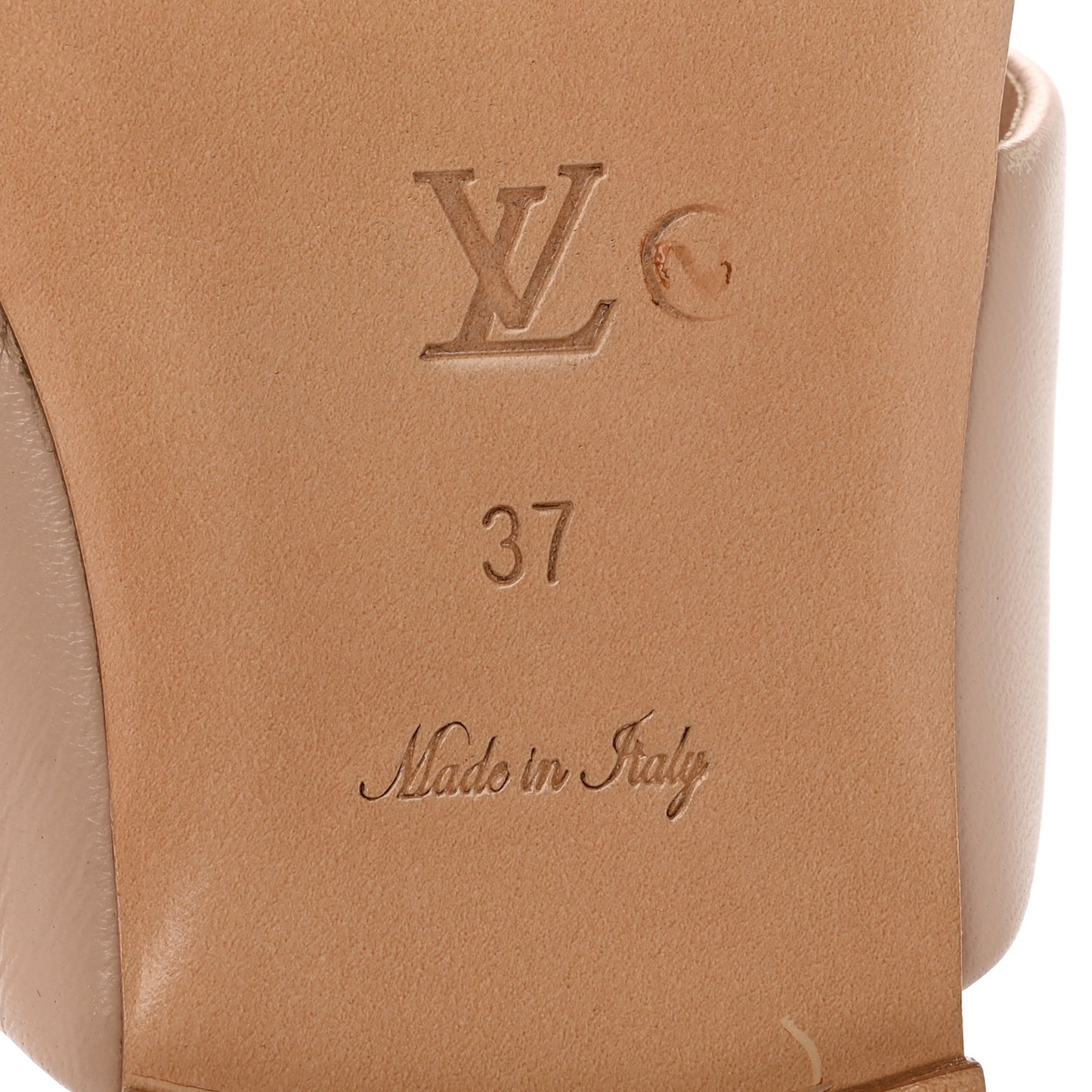 Lambskin Embossed Monogram Drapy Flat Thong Sandal 37 Beige