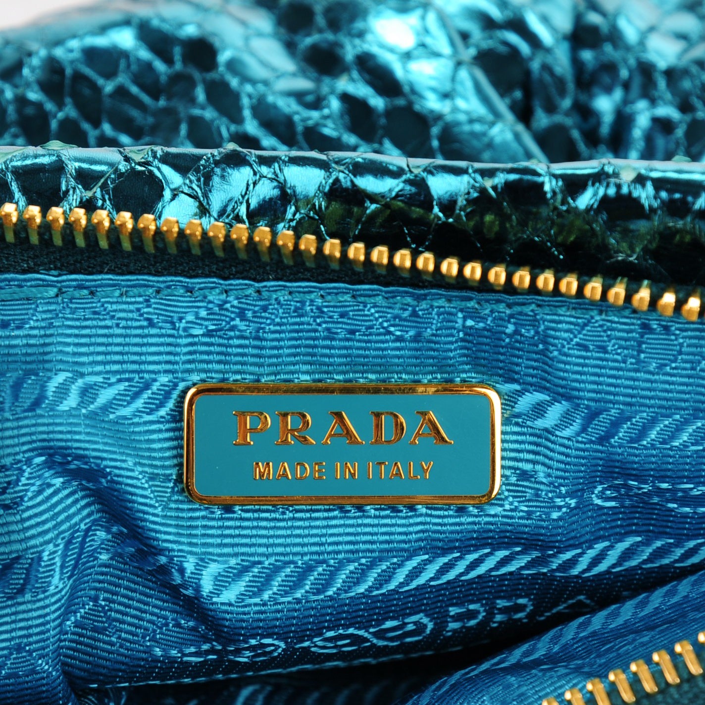 Metallic Python Wristlet Clutch Turchese
