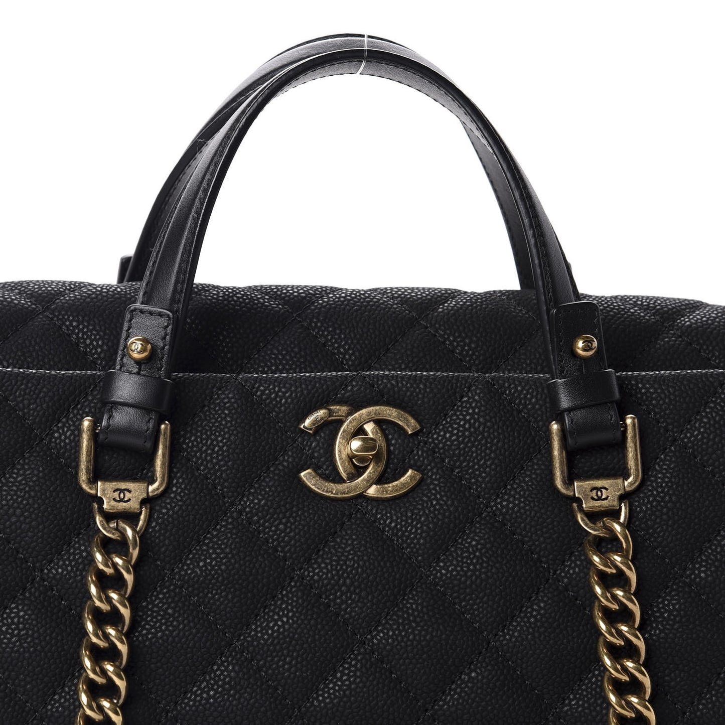 Iridescent Caviar Chic Quilt Tote Black