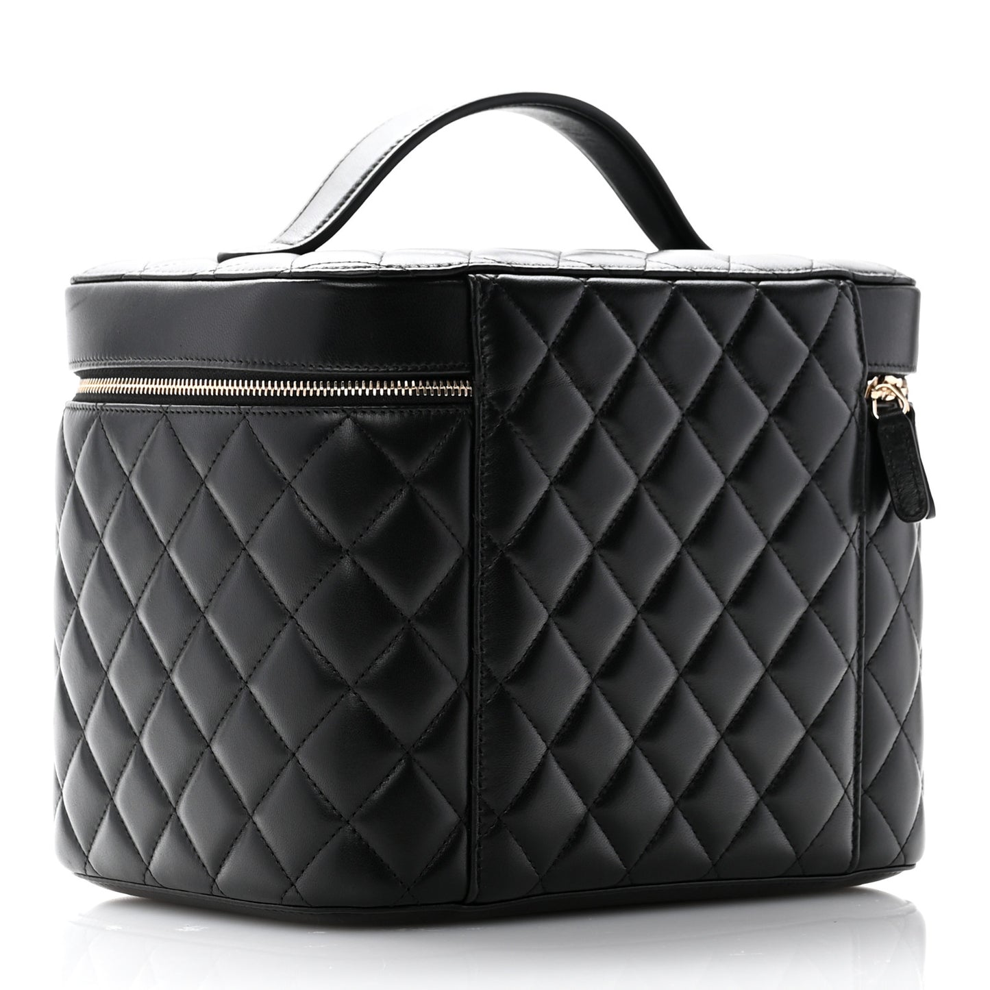 Lambskin Quilted Large Vanity Pouch Black