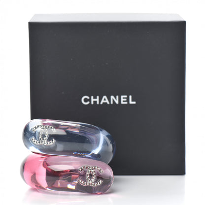 Chanel Resin Crystal CC Twist Bangle Pink Blue 5 of 5