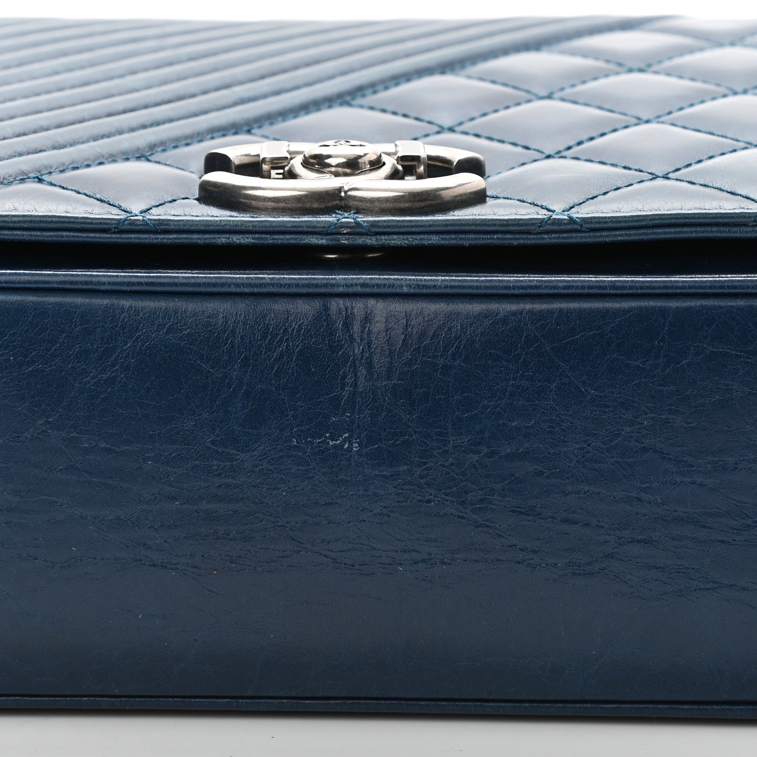 Chanel Glazed Calfskin Quilted Large Coco Boy Flap Blue 12 of 12