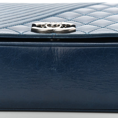 Chanel Glazed Calfskin Quilted Large Coco Boy Flap Blue 12 of 12