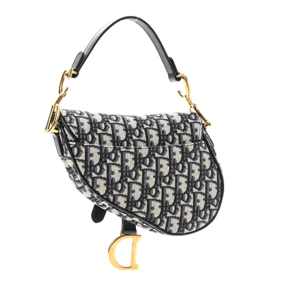 Christian Dior Oblique Mini Saddle Bag Blue 3 of 9