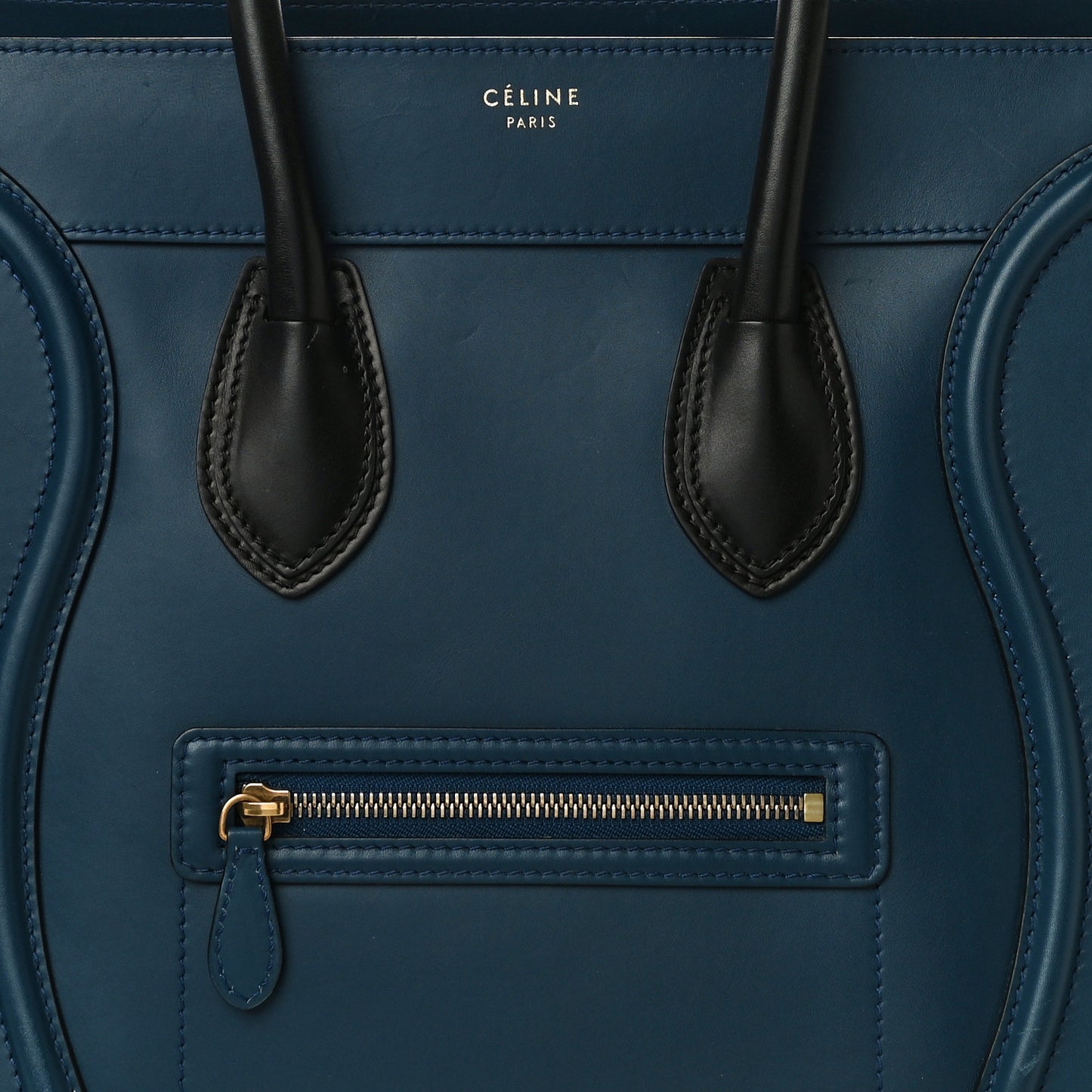 Smooth Calfskin Mini Bi-Color Luggage Ocean Blue