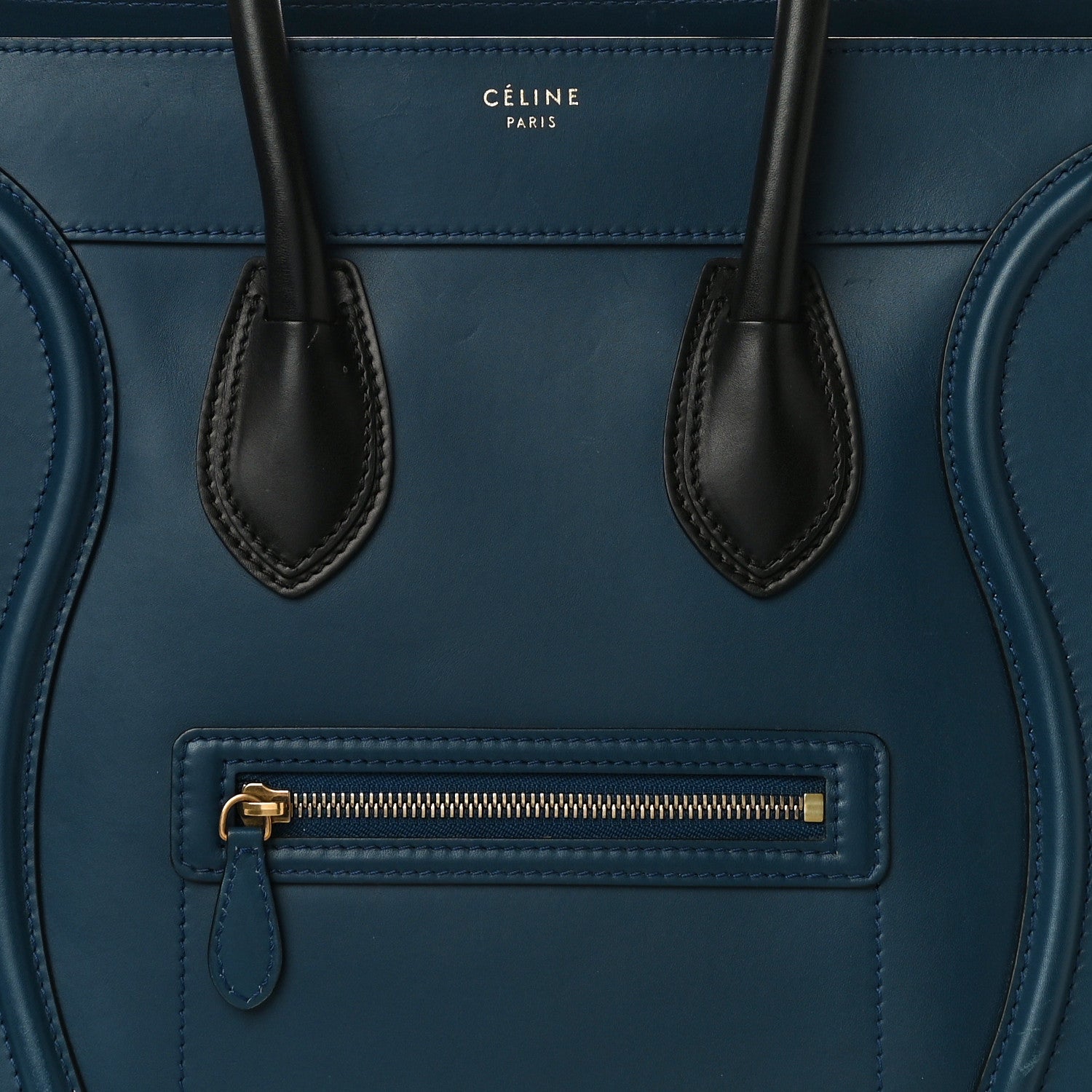 Celine Smooth Calfskin Mini Bi-Color Luggage Ocean Blue 6 of 11