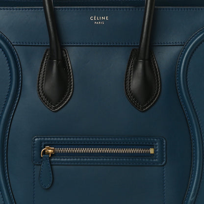 Celine Smooth Calfskin Mini Bi-Color Luggage Ocean Blue 6 of 11