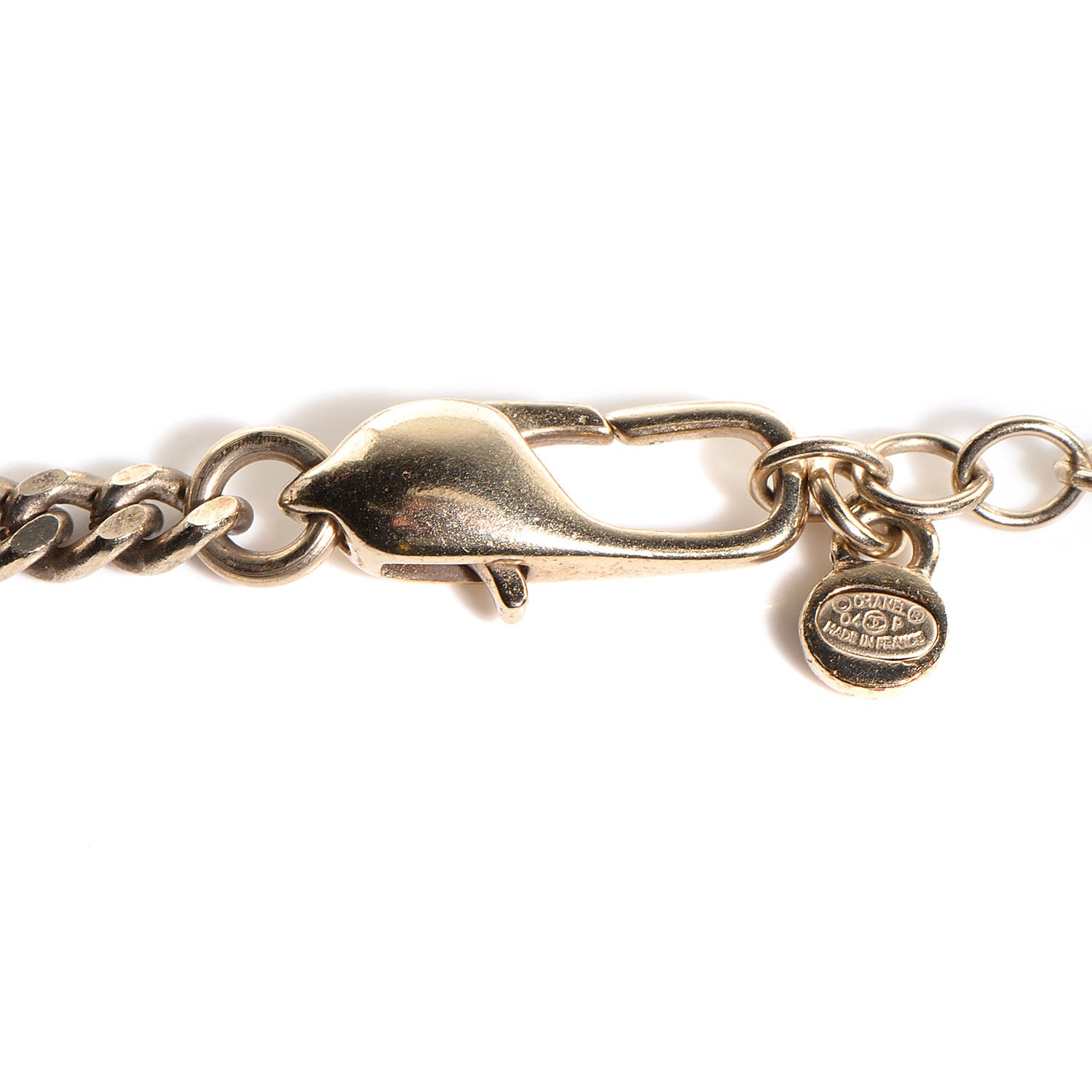 Chanel Crystal Pearl CC Leaf Necklace Gold 5 of 7
