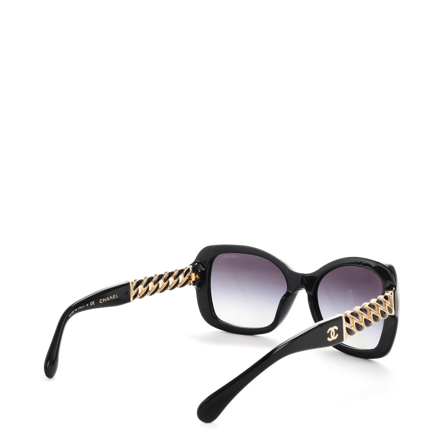 Chanel Acetate Metal Chain Square Sunglasses 5305 Black 3 of 7