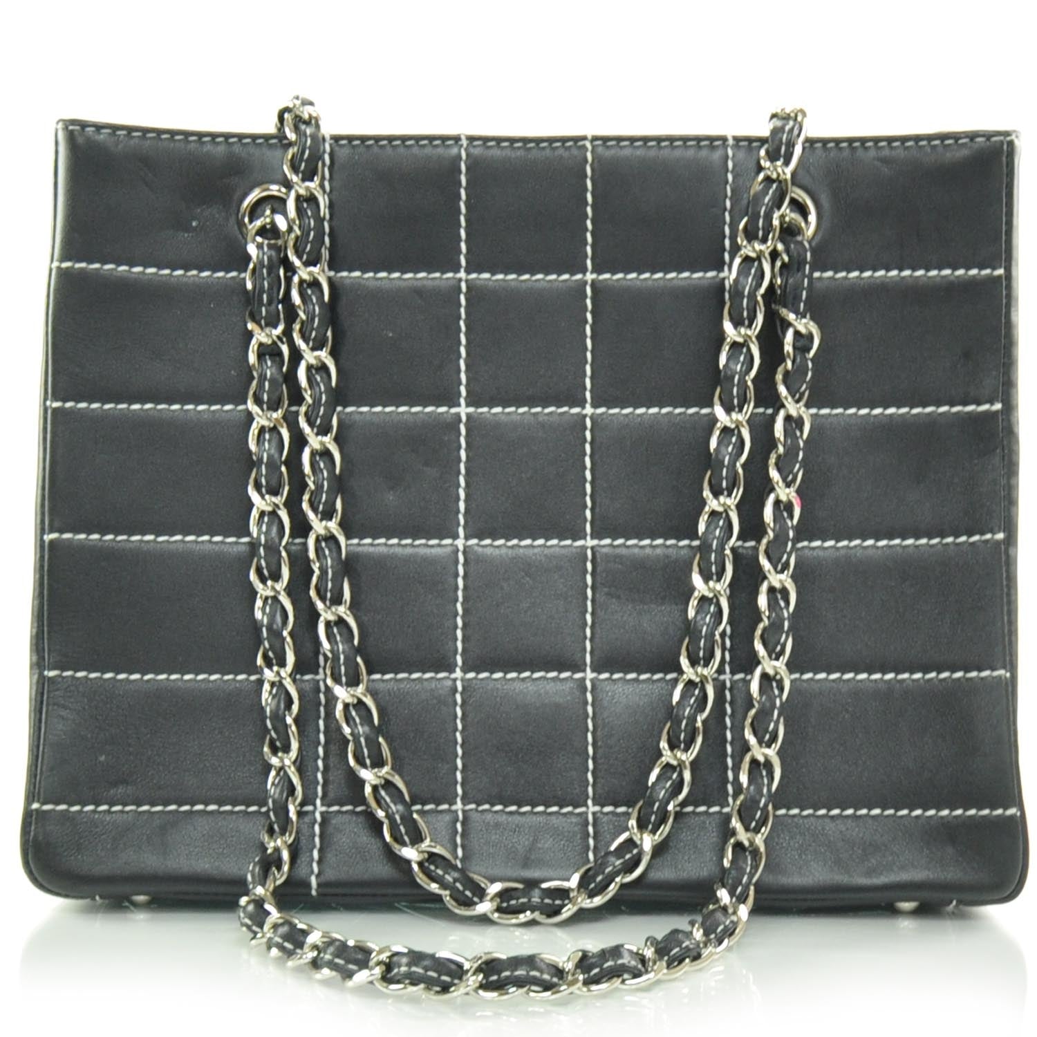 Chanel Leather Contrast Stitch Surpique Shoulder Bag Black 4 of 10