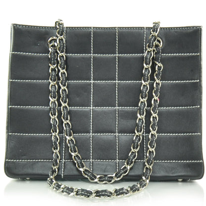 Chanel Leather Contrast Stitch Surpique Shoulder Bag Black 4 of 10