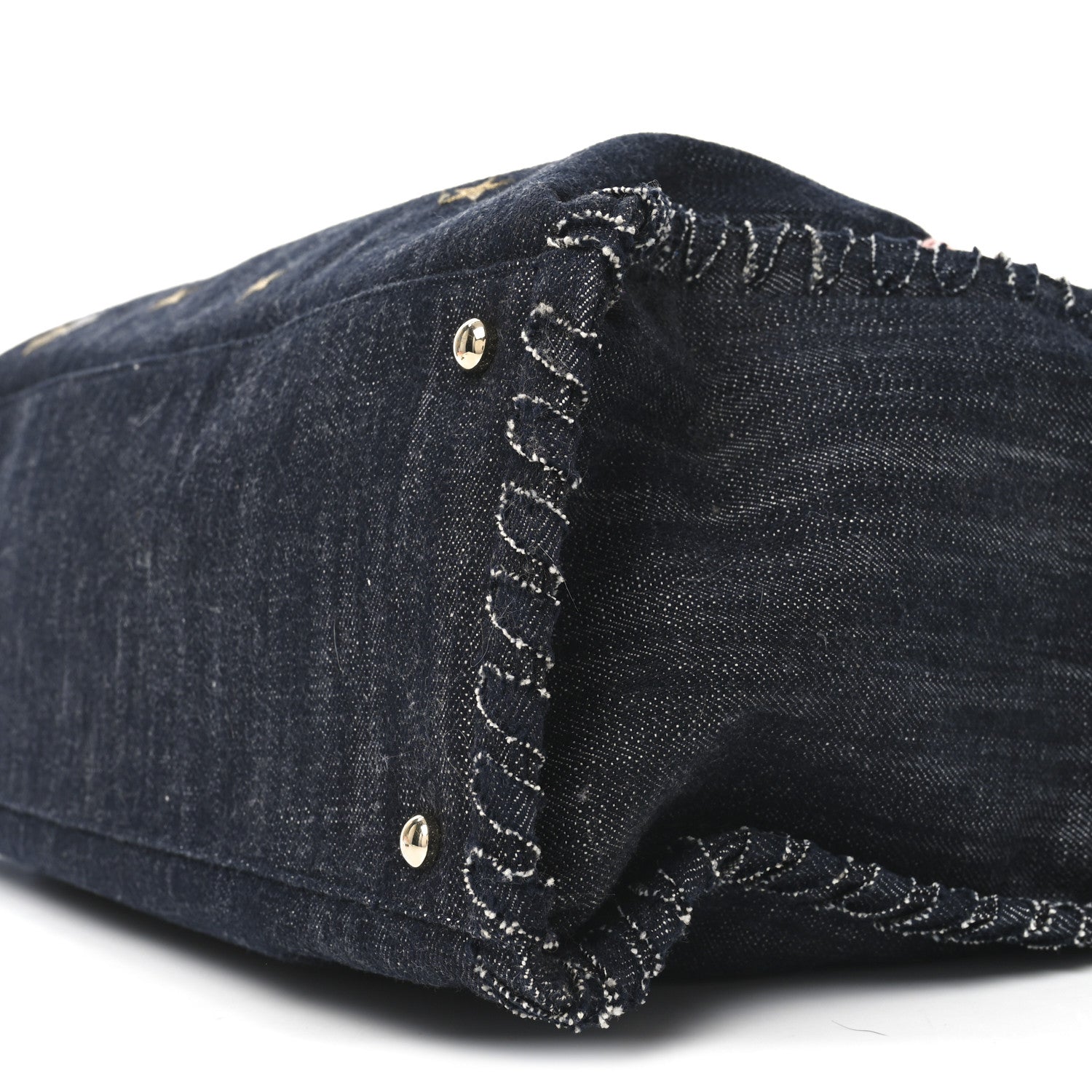 Chanel Denim Embroidered Night Flight Tote Blue 10 of 12
