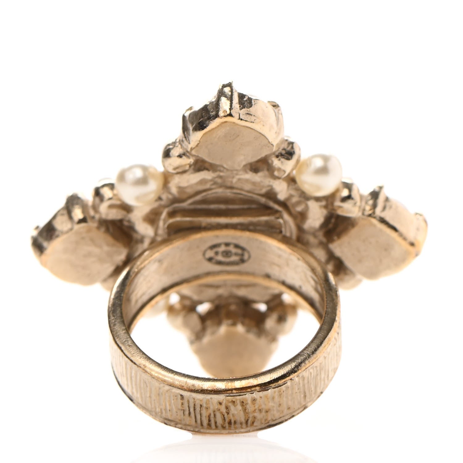 Chanel Pearl CC Ring 5.75 Light Gold 3 of 4