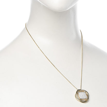 David Yurman 18K Yellow Gold Diamond 20mm Infinity Pendant Necklace 2 of 14