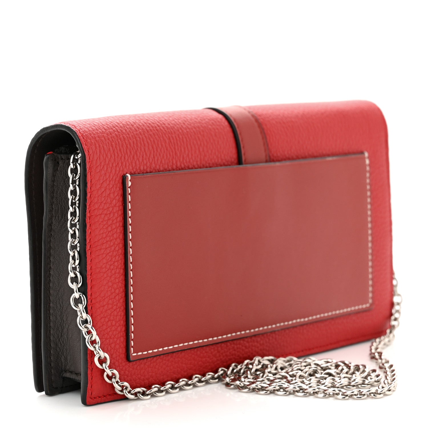 Loewe Grained Calfskin Chain Wallet Burnt Red 3 of 12