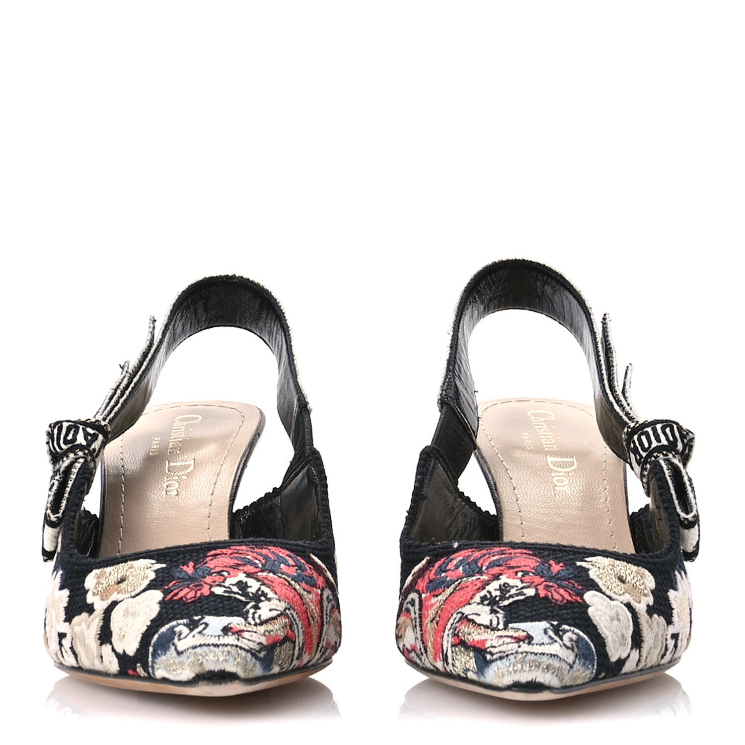 Christian Dior Canvas Embroidered Pop J'Adior Slingback 65mm Pumps  36 Black Multicolor 3 of 11