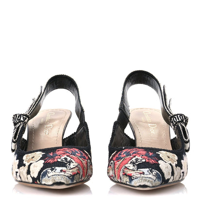 Christian Dior Canvas Embroidered Pop J'Adior Slingback 65mm Pumps  36 Black Multicolor 3 of 11