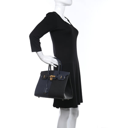 Hermes Epsom Casaque Birkin Sellier 30 Bleu Indigo Black Bleu Frida 2 of 14