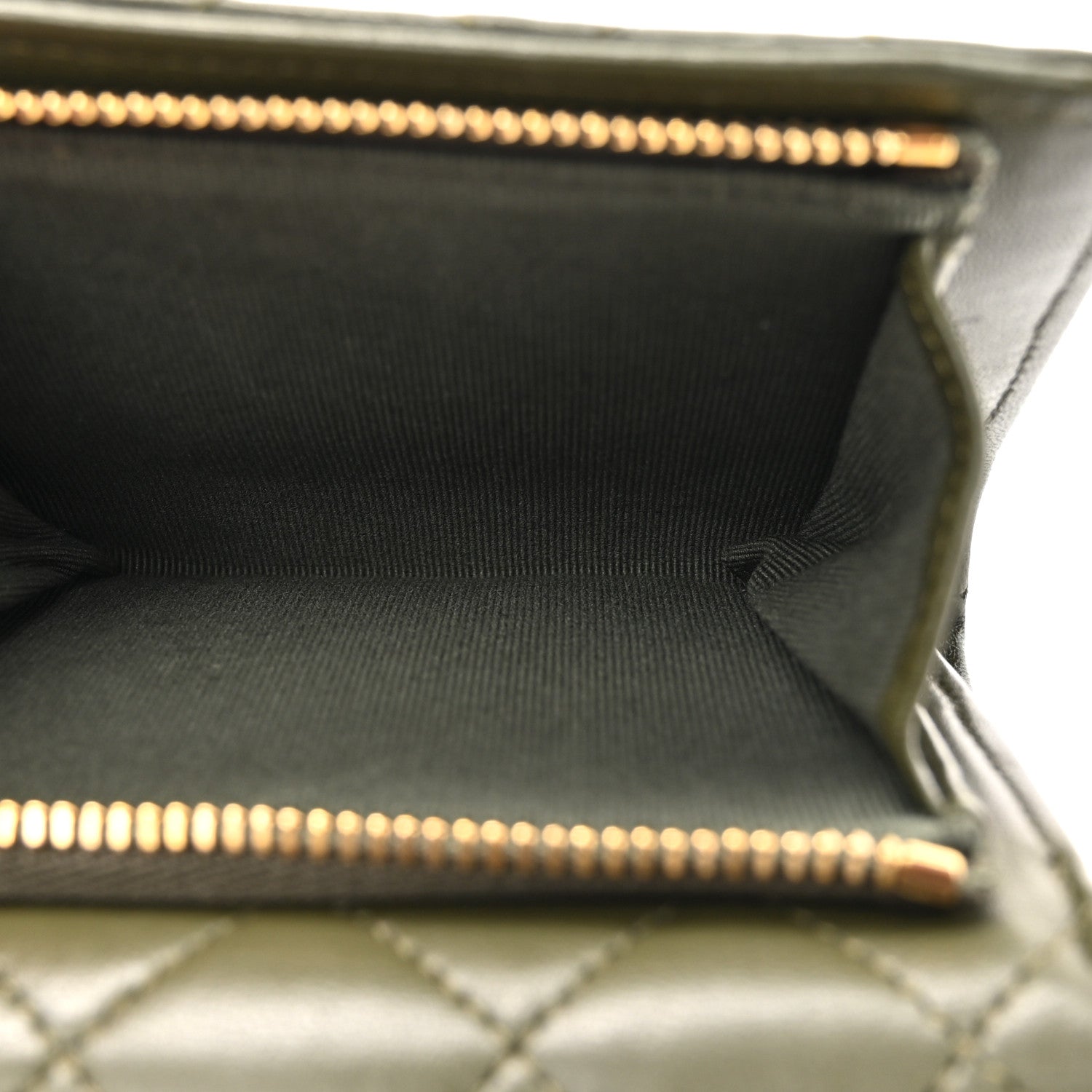 Chanel Lambskin Quilted Small Flap Zip Wallet Dark Green 6 of 8