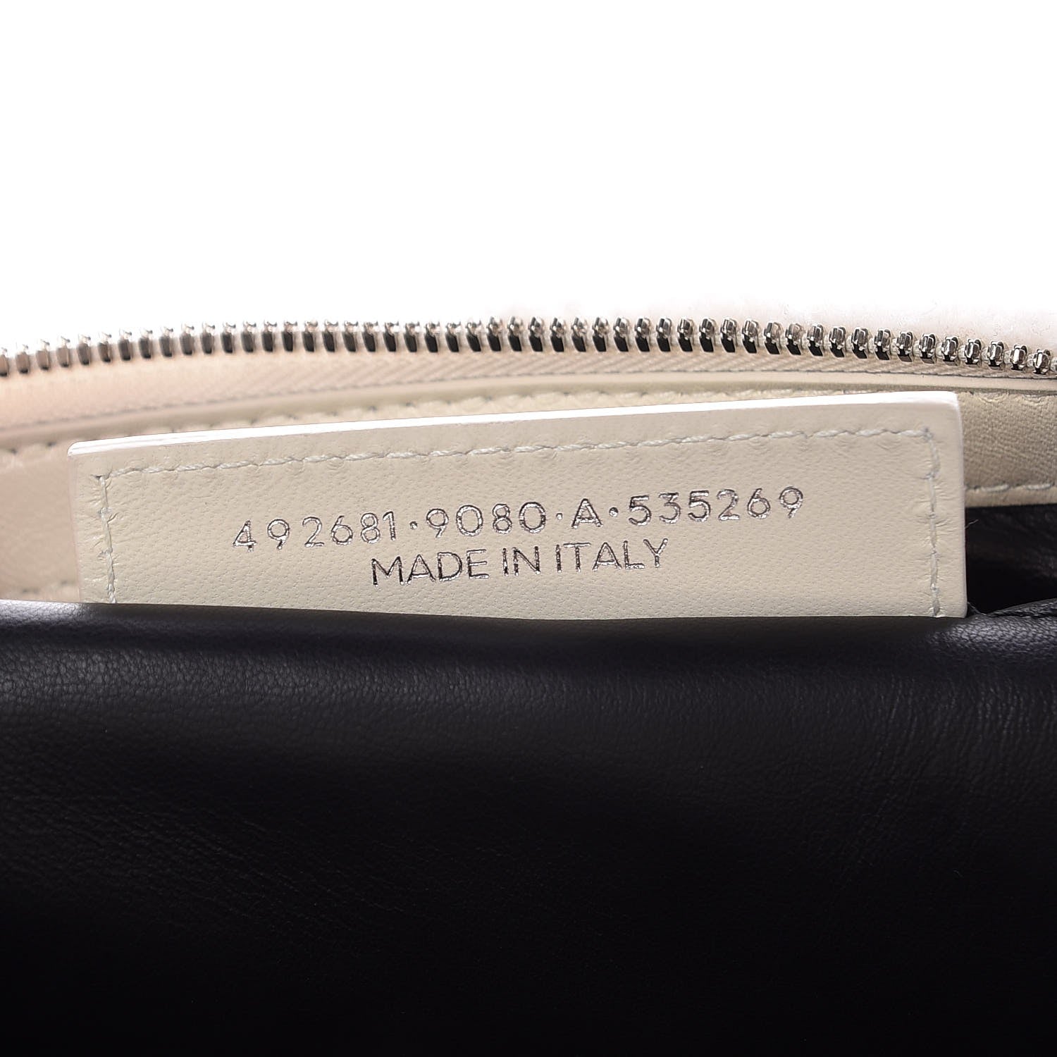 Balenciaga Sheepskin Shearling Contrasted Logo Large Zip Pouch White Black 7 of 7