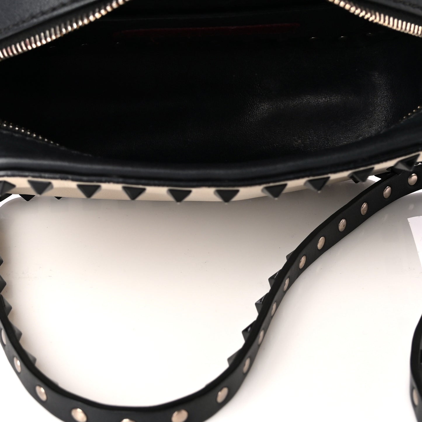 Calfskin Rockstud Camera Crossbody Bag Ivory Black