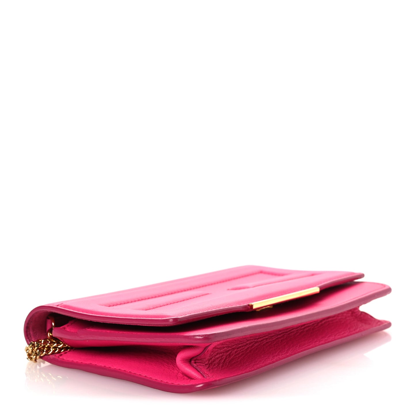 Vitello Flamingo Tube Wallet on Chain Fuchsia