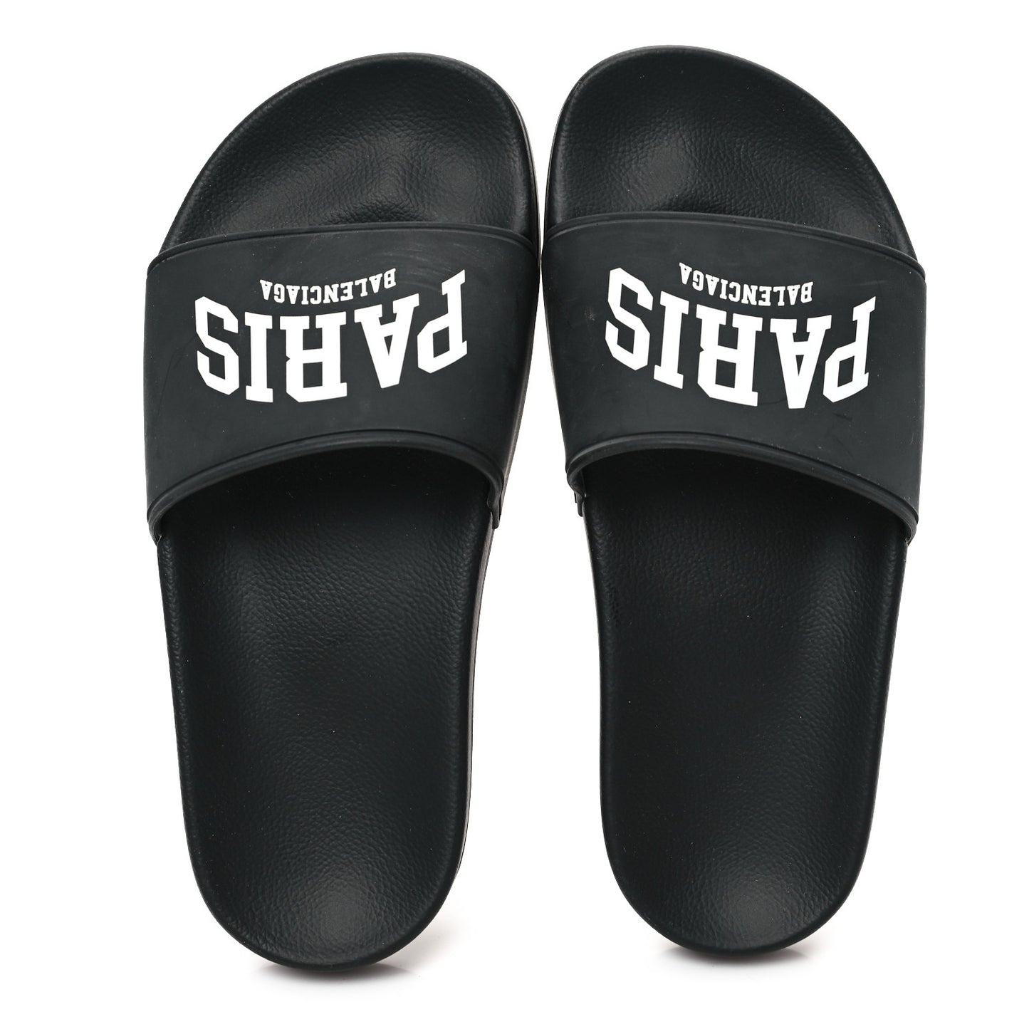 Rubber Paris Logo Womens Slide Sandals 35 Black