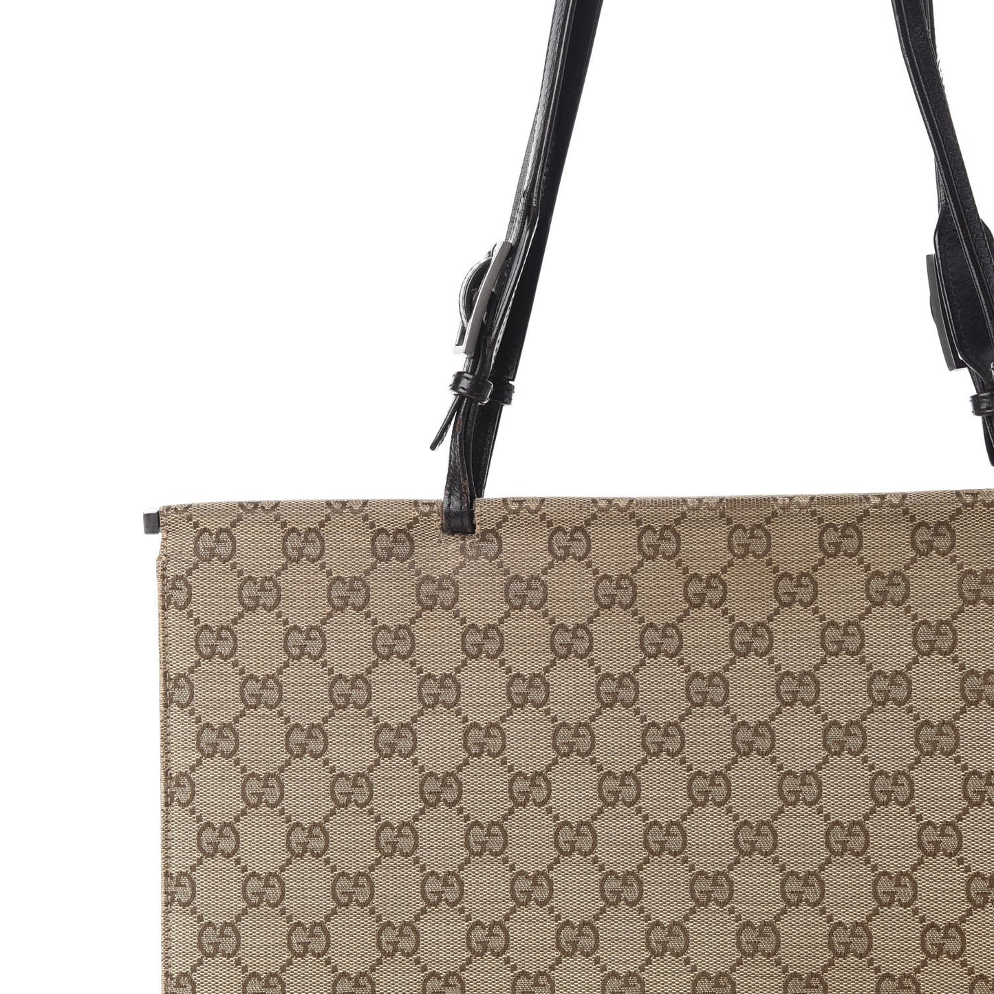 GG Monogram Large Shoulder Tote Dark Brown