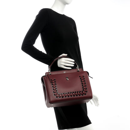 Fendi Vitello Baltico Dolce Shiny Nappa Lace Up DotCom Satchel Bordeaux 3 of 21