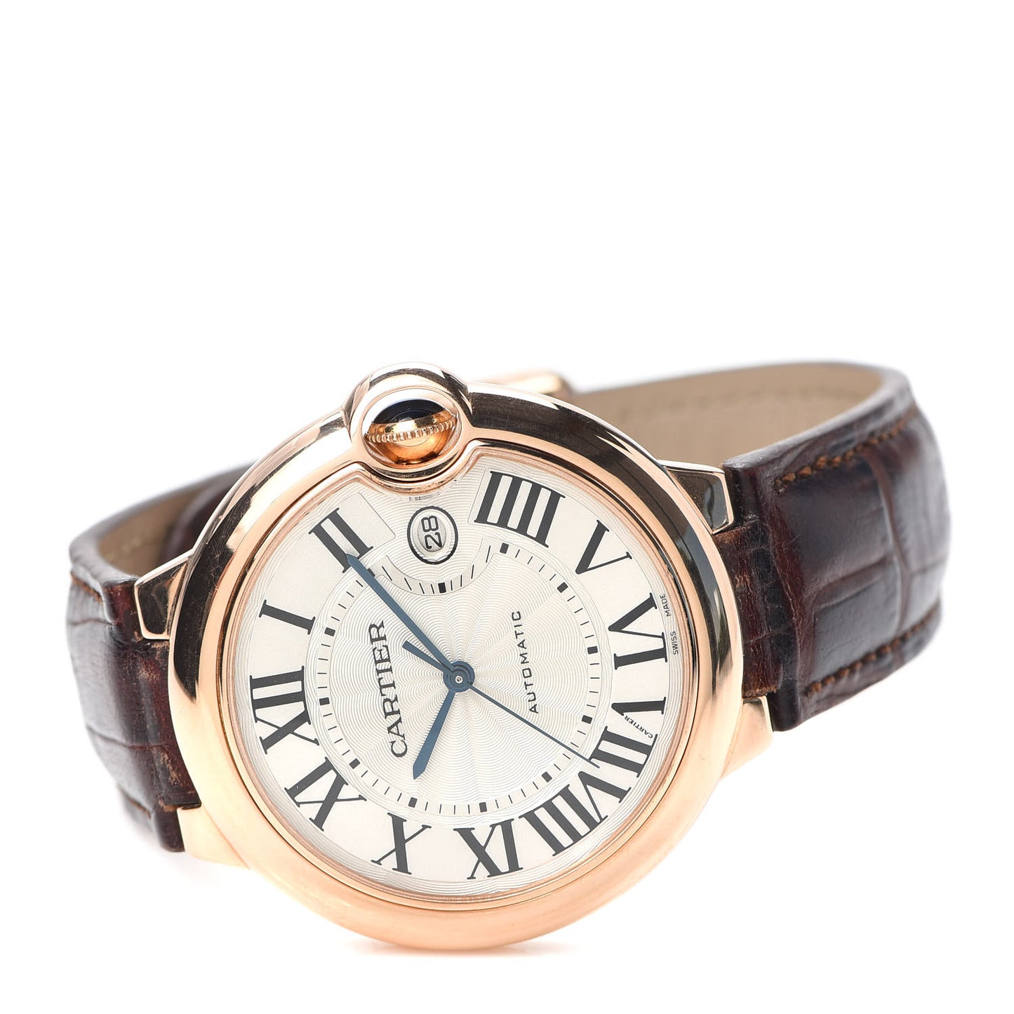 18K Pink Gold Alligator 40mm Ballon Bleu De Cartier Automatic Watch