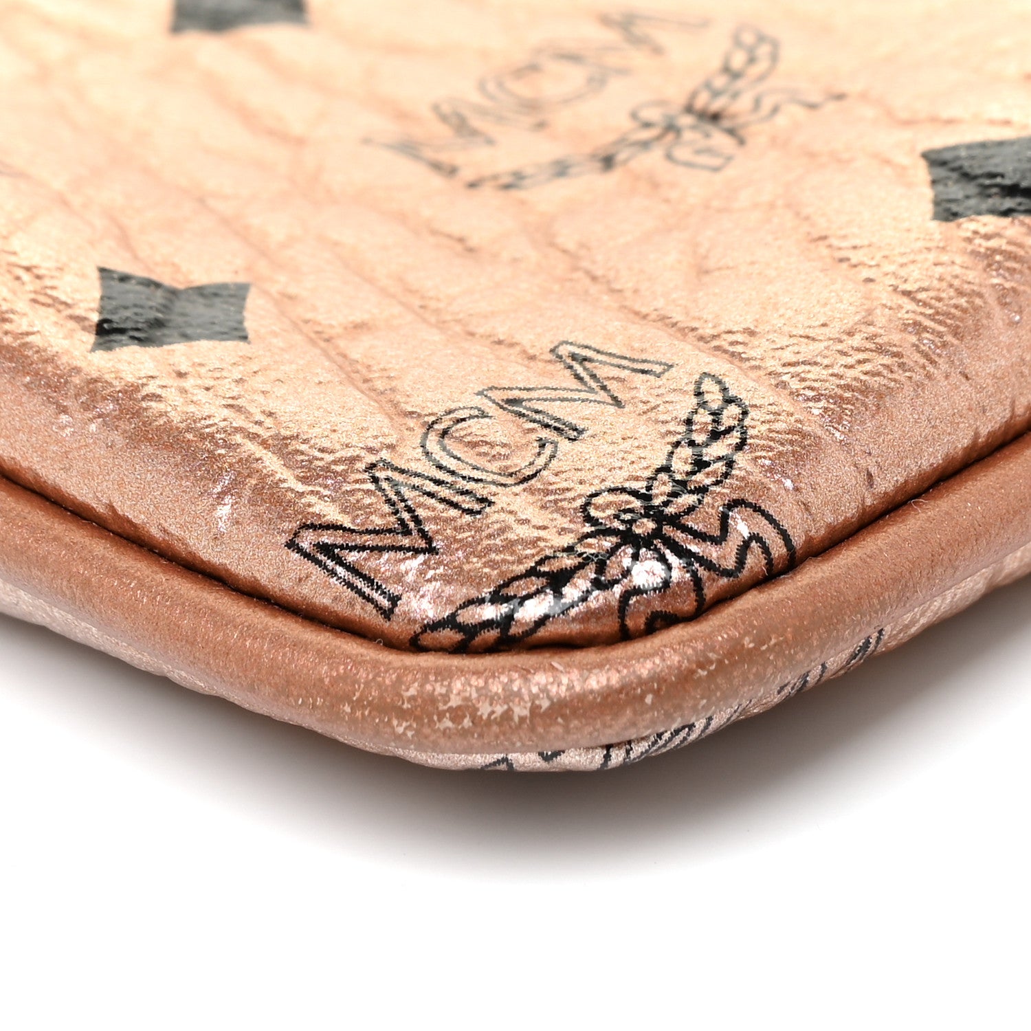 MCM Metallic Visetos Medium Crossbody Pouch Champagne 8 of 9