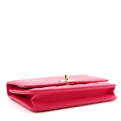 Chanel Lambskin Quilted Trendy CC Wallet On Chain WOC Dark Pink 4 of 14
