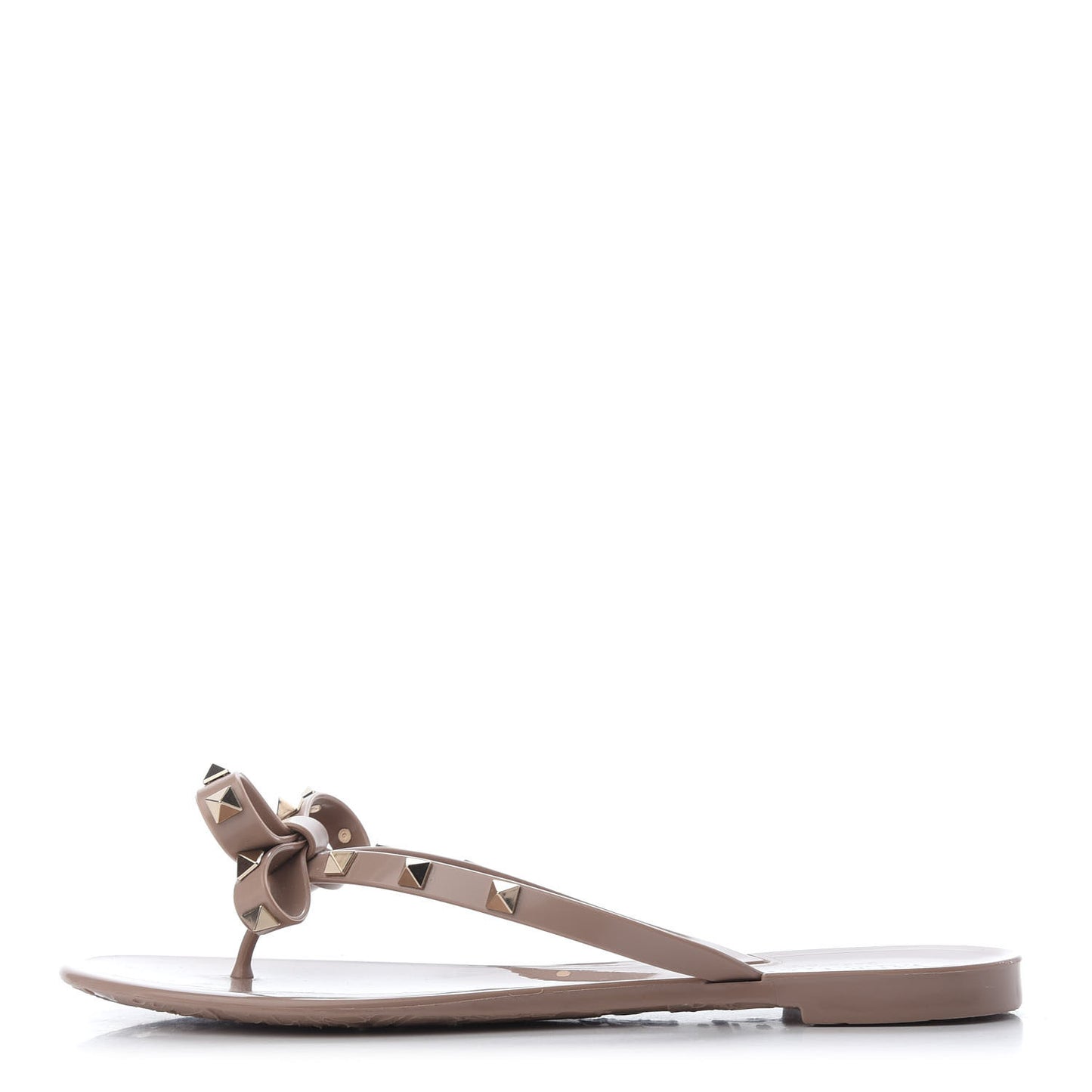 PVC Jelly Rockstud Bow Thong Sandals 40 Poudre