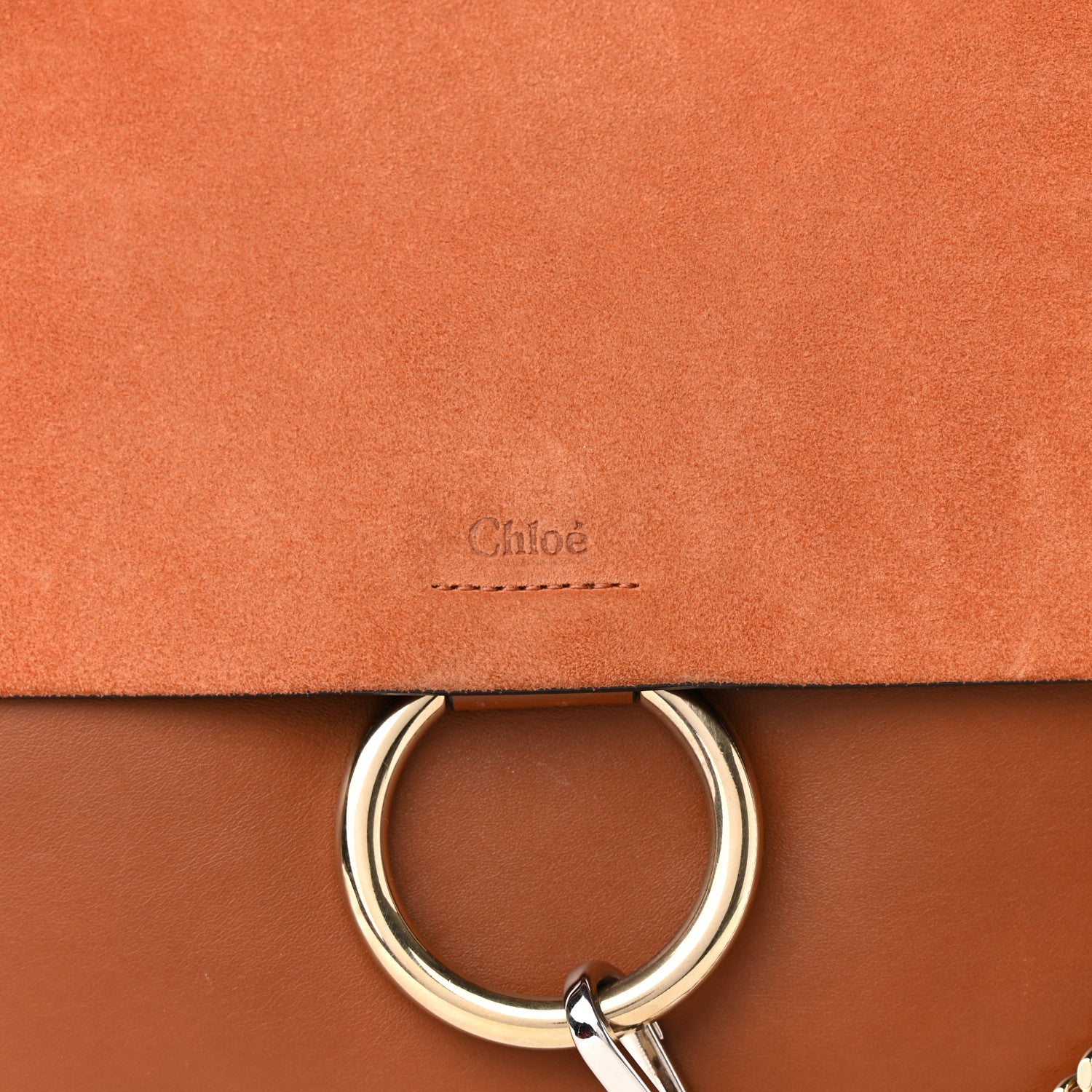 Chloe Suede Calfskin Medium Faye Shoulder Bag Tobacco 6 of 10