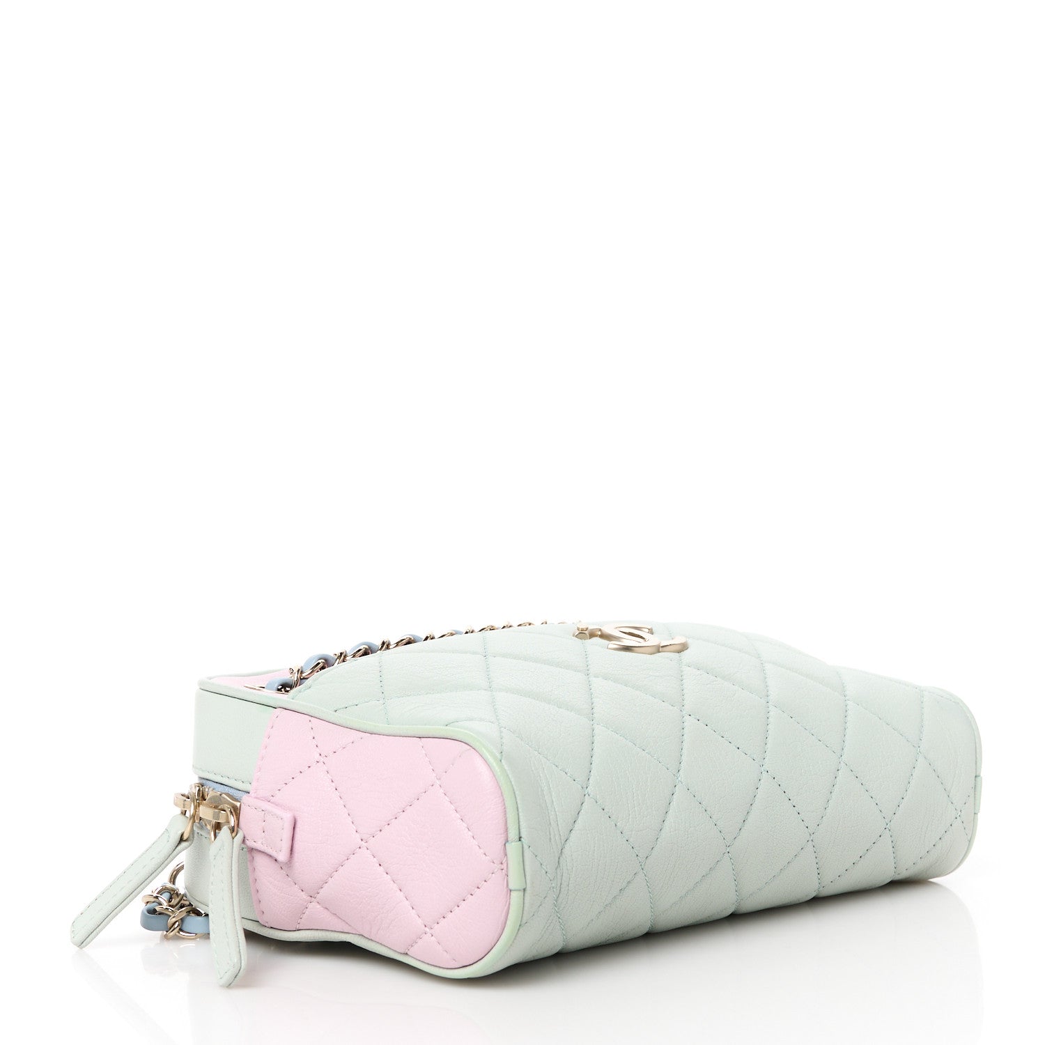 Chanel Goatskin Quilted Tri-Color Small In & Out Camera Case Green Blue Pink 5 of 12