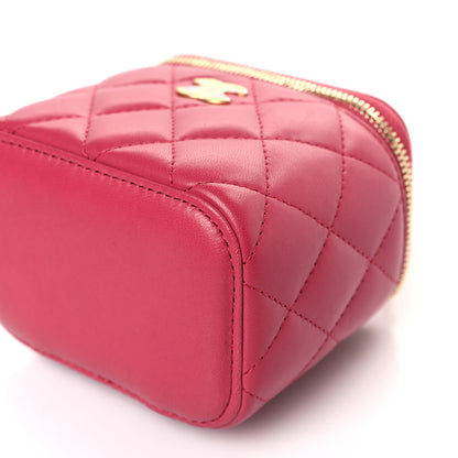 Chanel Lambskin Quilted Mini Top Handle Vanity Case With Chain Dark Pink 8 of 8