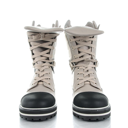 Chanel Calfskin Nylon Quilted Boots 38 White Grey Black 2 of 9
