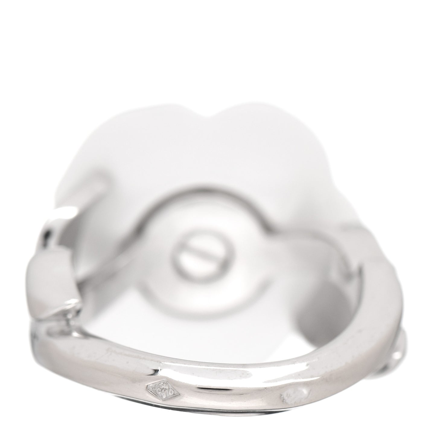 18K White Gold Diamond Ceramic Camellia Ring 47 4