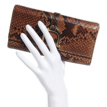 Gucci Python Stirrup Continental Wallet Brown 2 of 6