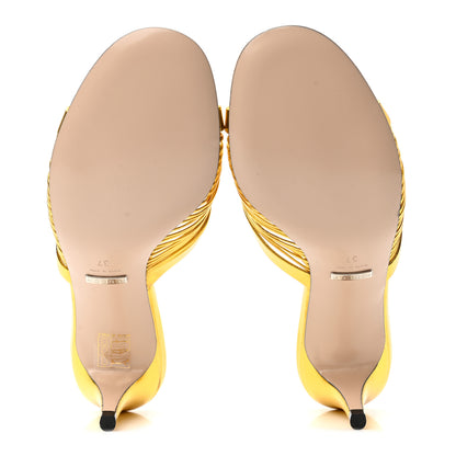 Gucci Metallic Nappa Crawford Knot Mid Heel Slide Sandals 37 Gold 5 of 8