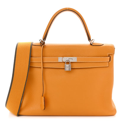 Hermes Taurillon Clemence Kelly Retourne 35 Moutarde Etain 1 of 21