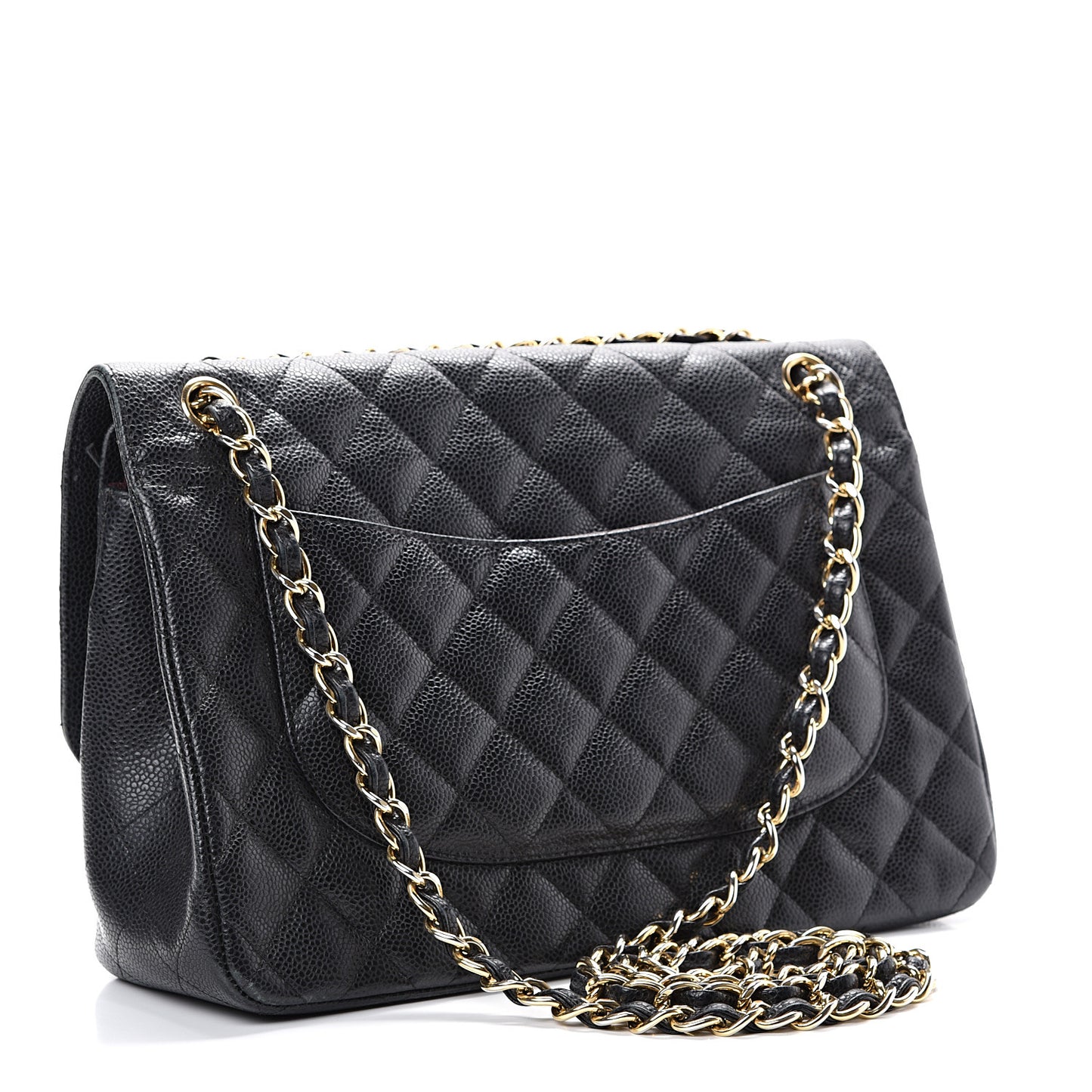Caviar Quilted Jumbo Double Flap Black