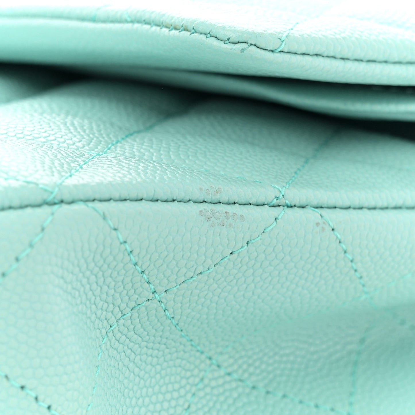 Lambskin Quilted Medium Double Flap Light Blue