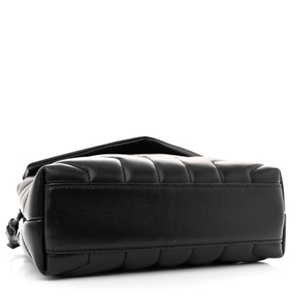 Saint Laurent Calfskin Y Quilted Monogram Monochrome Toy Loulou Crossbody Bag Black 4 of 10